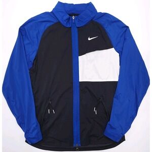 Nike Shield Golf Jacket‎ Mens S Blue Black Hooded Windbreaker Lightweight